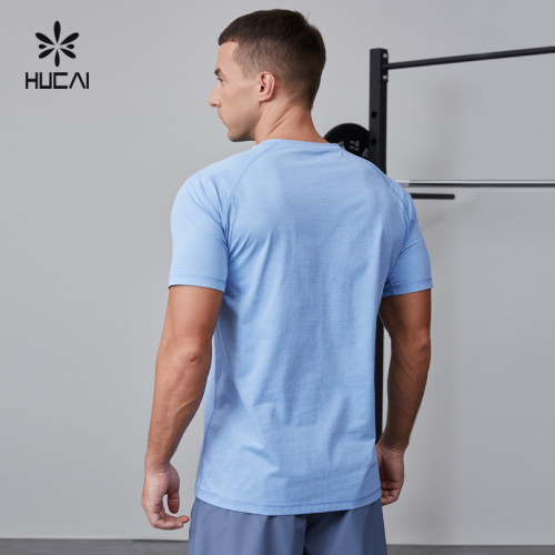 HUCAI OEM Gym T Shirt Patchwork Mesh Silicone Heat Transfer Quick Dry Wicking Activewear Supplier