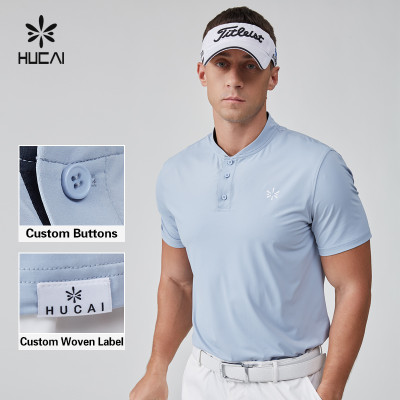 HUCAI Activewear Manufacturer| Custom Golf T-shirt Micro Stand Collar Nylon Spandex Golf Suit