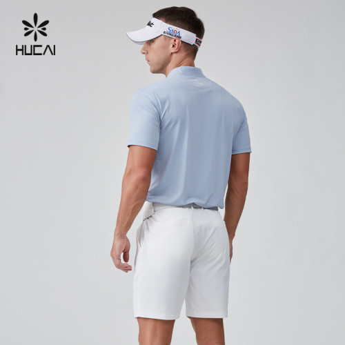 HUCAI Activewear Manufacturer| Custom Golf T-shirt Micro Stand Collar Nylon Spandex Golf Suit