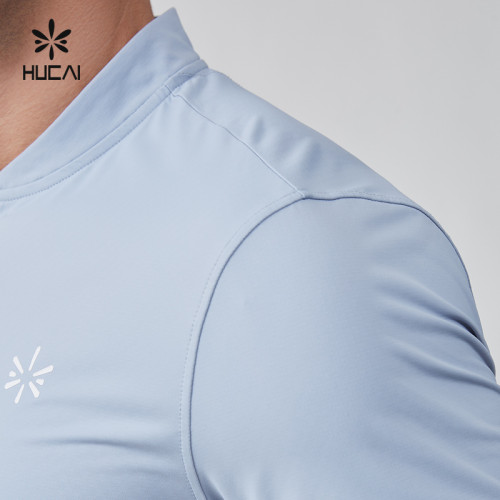 HUCAI Activewear Manufacturer| Custom Golf T-shirt Micro Stand Collar Nylon Spandex Golf Suit