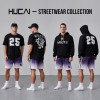 HUCAI Activewear Manufacturer| Custom Gym Shorts Zipper Pocket Tech Gradient Ramp DTG Printing