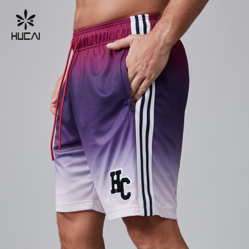 HUCAI Activewear Manufacturer| Custom Gym Shorts Zipper Pocket Tech Gradient Ramp DTG Printing