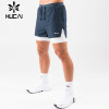 OEM Gym Contrast Color Elastic Shorts Mens 2 in1 Double Layers