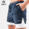 OEM Gym Contrast Color Elastic Shorts Mens 2 in1 Double Layers
