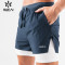 OEM Gym Contrast Color Elastic Shorts Mens 2 in1 Double Layers