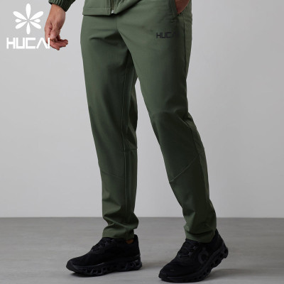 HUCAI Custom Logo Polyester Zipper Pocket Lightweight Fit Men's Sports Training Jogging Pants