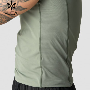 HUCAI Sportswear Private Label Sport T-shirts Splicing Breathable And Comfortable