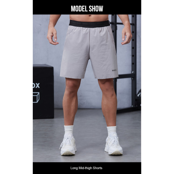Branded Fitness Shorts with Knitted Ribbed Elastic Waistband|Hucai Activewear Manufacturer