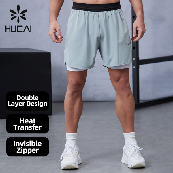 Autumn Workout Shorts with Inner Compression Layer|Hucai Activewear Manufacturer