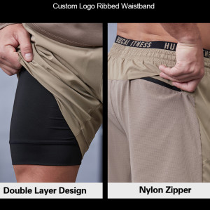 Custom Logo Elastic Waistband 2 in 1 Training Shorts For Men|Hucai Activewear Manufacturer