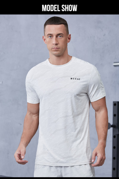 Mens Workout Shirts 3D Printed Logo Cool Material Tops For Fitness|Hucai Activewear Manufacturer