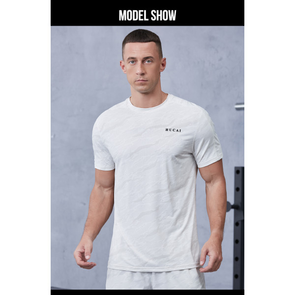 Mens Workout Shirts 3D Printed Logo Cool Material Tops For Fitness|Hucai Activewear Manufacturer
