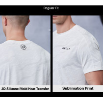Mens Workout Shirts 3D Printed Logo Cool Material Tops For Fitness|Hucai Activewear Manufacturer