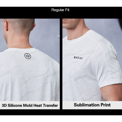 Mens Workout Shirts 3D Printed Logo Cool Material Tops For Fitness|Hucai Activewear Manufacturer