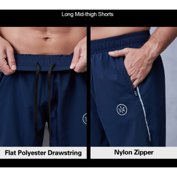 Premium Metallic printing Logo Zipper Pocket Dry Fit Men's Gym Shorts|Hucai Activewear Manufacturer