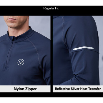 Custom Quarter Zip Long Sleeve Gym Shirt for Men|Hucai Activewear Manufacturer