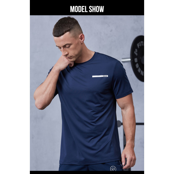 Mens Fitness T Shirts Lightweight Breathable Reflective logo |Hucai Activewear Manufacturer
