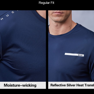 Mens Fitness T Shirts Lightweight Breathable Reflective logo |Hucai Activewear Manufacturer