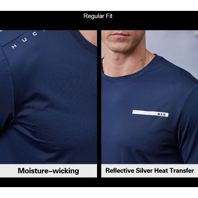Mens Fitness T Shirts Lightweight Breathable Reflective logo |Hucai Activewear Manufacturer