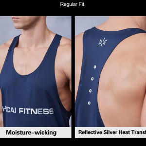 Custom Silver Heat Transfer Logo Athletic Fitness Tank Top |Hucai Activewear Manufacturer