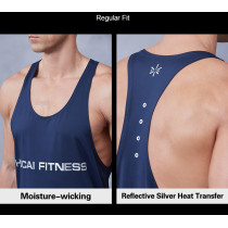 Custom Silver Heat Transfer Logo Athletic Fitness Tank Top |Hucai Activewear Manufacturer