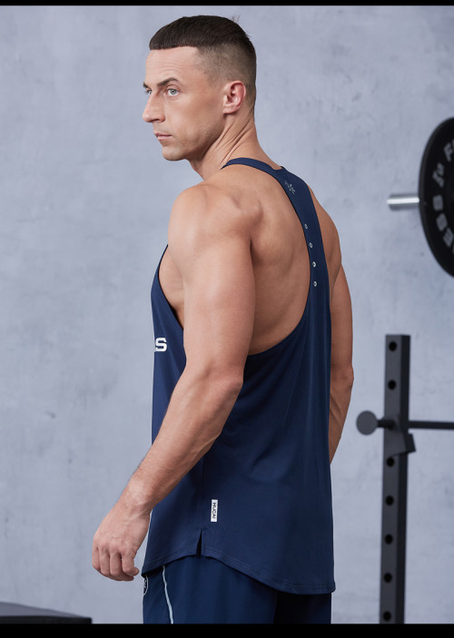 Custom Silver Heat Transfer Logo Athletic Fitness Tank Top |Hucai Activewear Manufacturer
