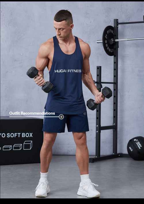 Custom Silver Heat Transfer Logo Athletic Fitness Tank Top |Hucai Activewear Manufacturer