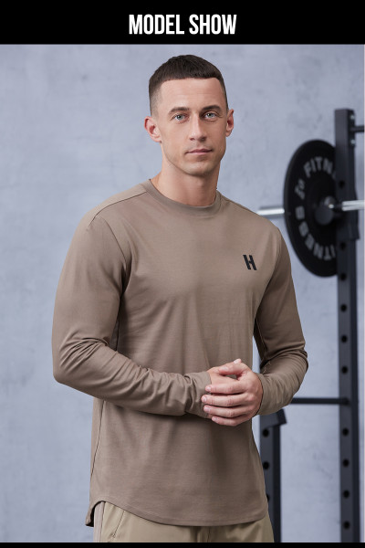 High quality 60 combed pure Australian cotton Long Sleeve Gym Shirt |Hucai Activewear Manufacturer