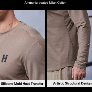 High quality 60 combed pure Australian cotton Long Sleeve Gym Shirt |Hucai Activewear Manufacturer