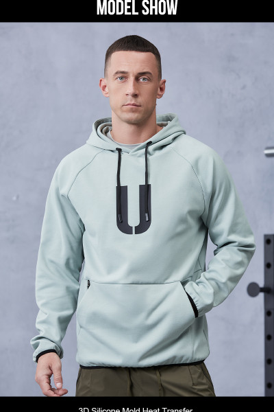 Custom Men's Pullover Fitness Hoodie with Zipper Pockets|Hucai Activewear Manufacturer