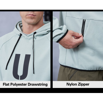 Custom Men's Pullover Fitness Hoodie with Zipper Pockets|Hucai Activewear Manufacturer