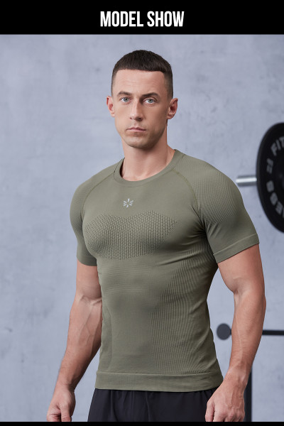 Nylon-Ammonia Wool Blend Compression Fit Fitness T-Shirt for Men|Hucai Activewear Manufacturer