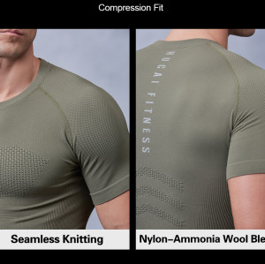 Nylon-Ammonia Wool Blend Compression Fit Fitness T-Shirt for Men|Hucai Activewear Manufacturer