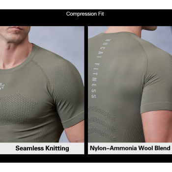 Nylon-Ammonia Wool Blend Compression Fit Fitness T-Shirt for Men|Hucai Activewear Manufacturer