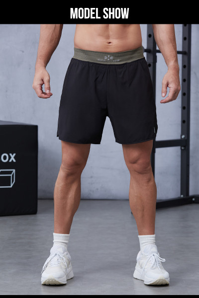 Custom logo Ribbed Waistband 2 in 1 Mens Athletic Training Shorts |Hucai Activewear Manufacturer