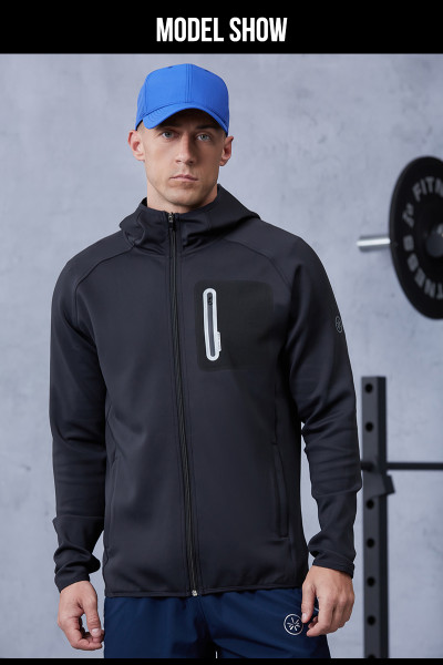 Custom 3D Silicone logo Waterproof Zipper Gym Sports Jacket |Hucai Activewear Manufacturer