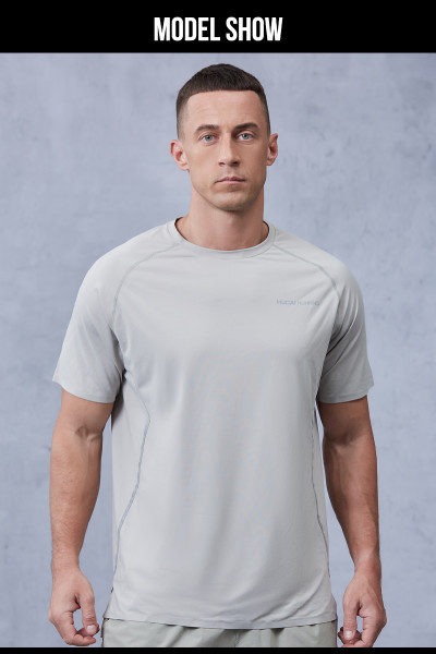 Men Running T Shirts Moisture-wicking Seamless Heat Seal Tech |Hucai Activewear Manufacturer