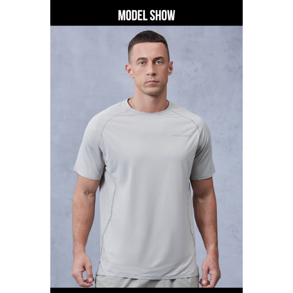 Men Running T Shirts Moisture-wicking Seamless Heat Seal Tech |Hucai Activewear Manufacturer