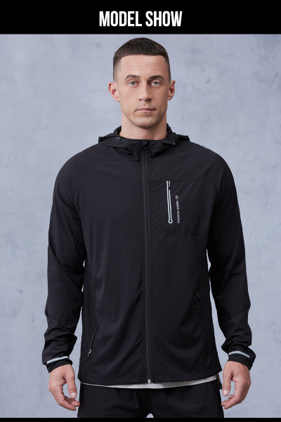 Custom Reflective logo Lightweight Men Workout Running Jacket |Hucai Activewear Manufacturer