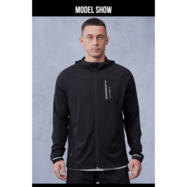 Custom Reflective logo Lightweight Men Workout Running Jacket |Hucai Activewear Manufacturer