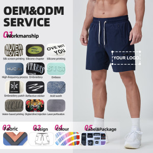 Custom Premium Waterproof Zipper 2 in 1 Mens Running Shorts |Hucai Activewear Manufacturer