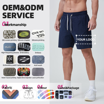 Custom Premium Waterproof Zipper 2 in 1 Mens Running Shorts |Hucai Activewear Manufacturer