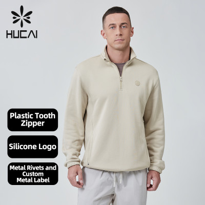 Custom High Quality Men Sports Sweatshirt 1/4 Pullover Quarter-zip  |Hucai Activewear Manufacturer