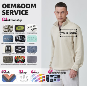 Custom High Quality Men Sports Sweatshirt 1/4 Pullover Quarter-zip  |Hucai Activewear Manufacturer