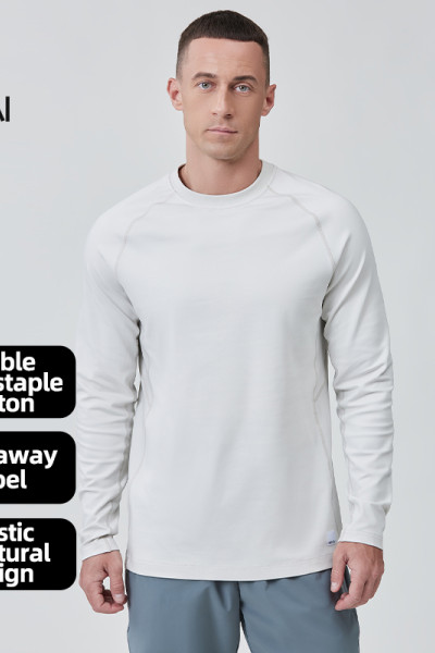 Custom Fitness Long Sleeve Double Long-staple Cotton Spandex |Hucai Activewear Manufacturer