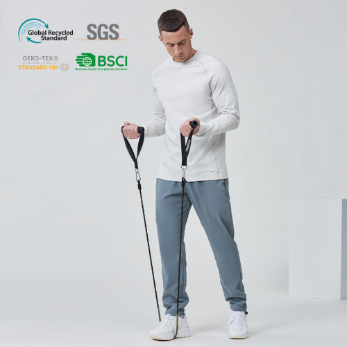 Custom Fitness Long Sleeve Double Long-staple Cotton Spandex |Hucai Activewear Manufacturer