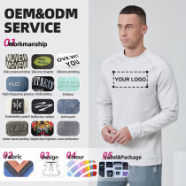 Custom Fitness Long Sleeve Double Long-staple Cotton Spandex |Hucai Activewear Manufacturer