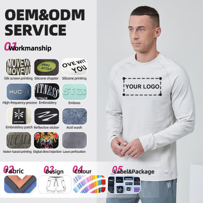 Custom Fitness Long Sleeve Double Long-staple Cotton Spandex |Hucai Activewear Manufacturer