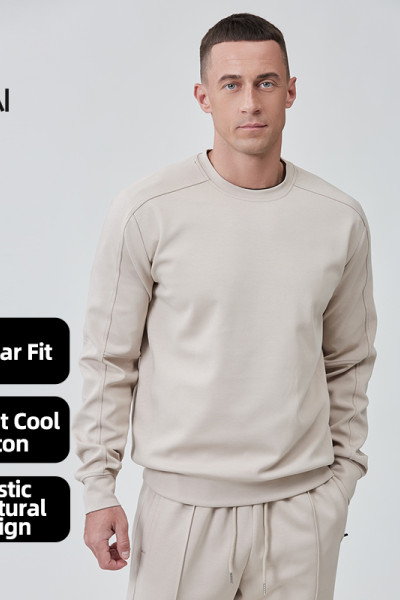 Custom Men Crew Neck Sweatshirt Cotton Polyester Spandex Regular Fit |Hucai Activewear Manufacturer
