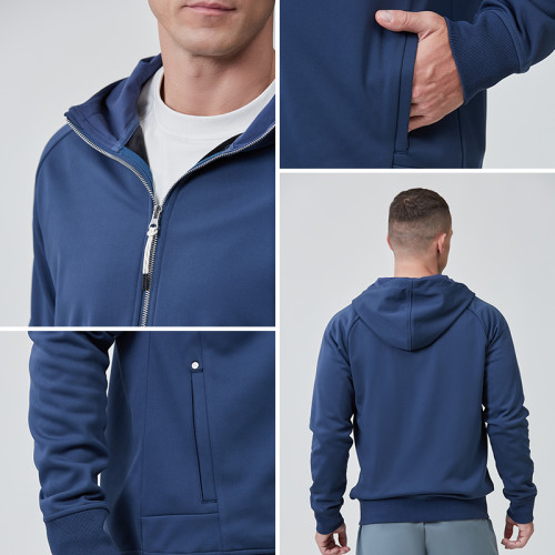 Custom Men Sports Jacket Metal Zipper Soft Lightweight Regular Fit |Hucai Activewear Manufacturer